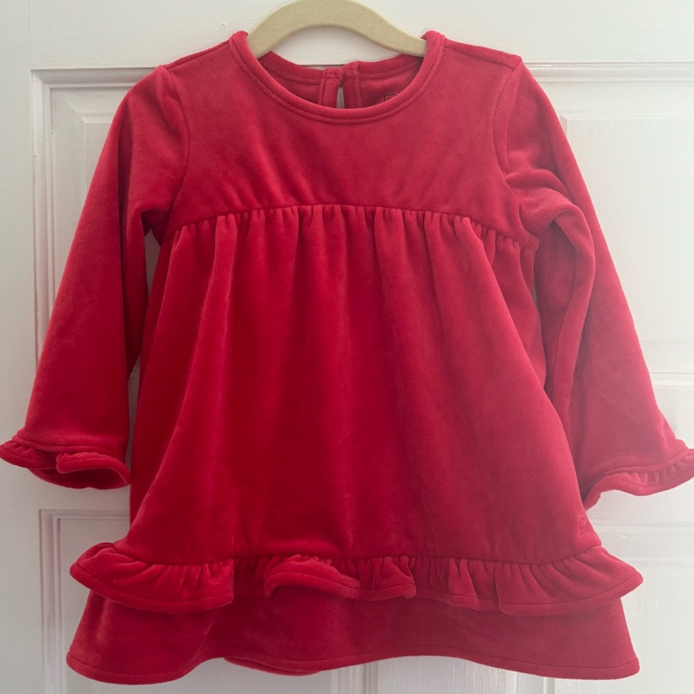Red velvet dress with matching bloomers in like new condition
